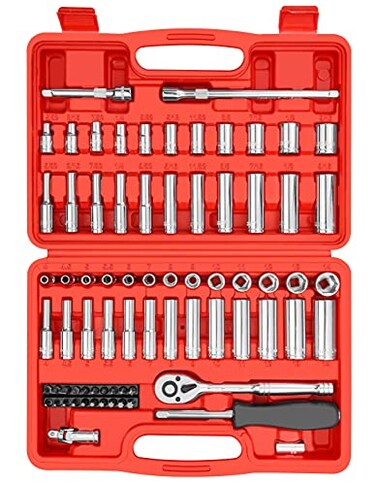 YIYITOOLS 74 Pcs 14 Drive Socket Set14Inch Drive Master Socket Set with RatchetsExtensions with 14 Drive Bits SetUniversal Joint 532Inch 916Inch 4mm14mm