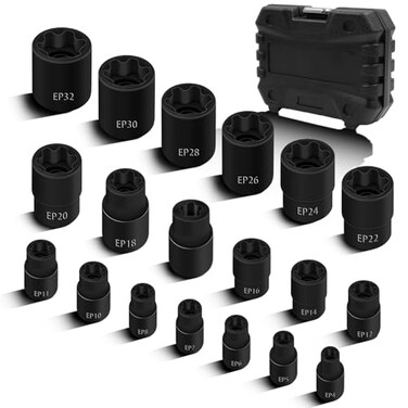 JEUCLEL 19Pcs External Torx Plus Socket Set 6 Point EP Socket Compatible with Tesla 12 38 14 Drive Female External ETorx Plus Socket High Deformation Prevention Puller Tool