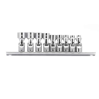 Genius Tools US209M 9 Piece 14 Drive Universal Hand Socket Set 12Point Metric 6mm14mm Sizes CrV Steel