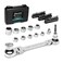 DURATECH 12in1 FlexHead Ratcheting Wrench Set 24in1 Screwdriver Set Double Box End Wrench 819mm 14 Drive Adapter with 24PCS Driver Bits CRV Steel with Tool Box