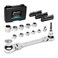 DURATECH 12in1 FlexHead Ratcheting Wrench Set 24in1 Screwdriver Set Double Box End Wrench 819mm 14 Drive Adapter with 24PCS Driver Bits CRV Steel with Tool Box