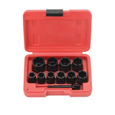 FLZOSPER 11PC 38 Drive Impact Bolt Nut Remover Set Twist Socket Screw Extractor ToolsStripped Lug Nut Remover with toolbox