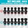 DURATECH 38 Drive Impact Swivel Socket Set Shallow Universal Wobble SAE Metric With Flexible Joint 14 Pieces CrMo Steel 6 Points Organized in Sturdy Storage Case