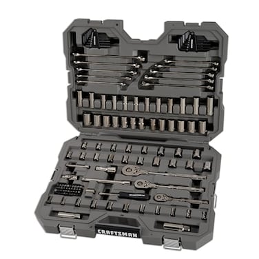 CRAFTSMAN OVERDRIVE 121Piece Gunmetal Chrome Mechanics Tool Set Standard SAEMetric Socket Set with Hard Case CMMT99121L