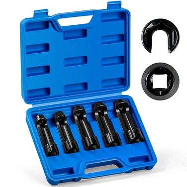YSSNIUTOOL 5pcs 12090 Line Socket Set Fuel Injection Flare Nut Socket 17mm 19mm 21mm 22mm 24mmCompatible with 12090 Fuel Line Socket Tool for Audi VW BMW Ford Cummins Engines