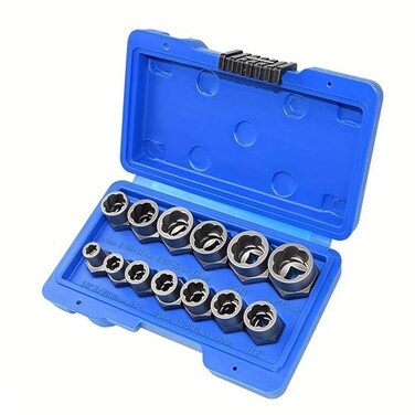 ASDTODW 13PCset Sockets Damaged Bolts Impact Bolt Nut Remover Set CrMo Steel Bolt Extractor Tool Extractor Threading Electric Drill