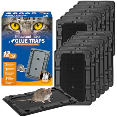 LULUCATCH Mouse Traps 12 Pack Sticky Mouse Traps Indoor for Home PreBaited NonToxic Bulk Glue Traps for Rats Mice Roach Lizards Pet Safe for Home Garage Easy to Use