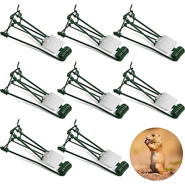 Qualirey 8 Pcs Outdoor Gopher Trap Easy Set Mole Trap Weather Resistant Gopher Killer Vole Killer for Lawn Garden Farm Green