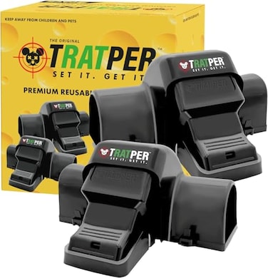 TRATPER Rat and Chipmunk Traps Prevents Accidental Triggering with Dual Tunneled Design Covered Snap Traps for Humane Kill Reusable Pest Control for Rats Indoor Outdoor Use 2 Pack