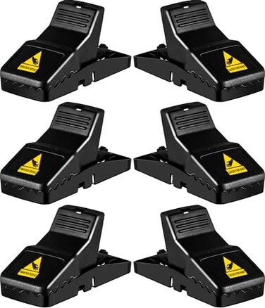 Feeke Rat Trap Large Mouse Traps Mouse Traps Indoor for Home Instant Kill Traps for Mouse Rat Chipmunk Quick Set Up and Reusable 6 Pack Black