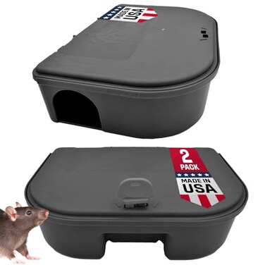Exterminators Choice HeavyDuty Mice Bait Station Kit Compact LowProfile Design for Indoor Outdoor Use Secure Locking Bait Station Key 2Pack 475in x 35in x 125in