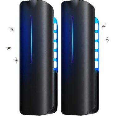 BURLAN Fruit Fly Traps Indoor for Home Plug in Mosquito Bug Zapper Gnat Moth Catcher with 9W Night UV Light 2 Devices 20 Sticky Glue Board Refills for Indoors Flying Insect Trap