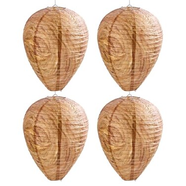 htiepf 4 Pack Hanging Paper Fake Wasp Nests for HomeBrown