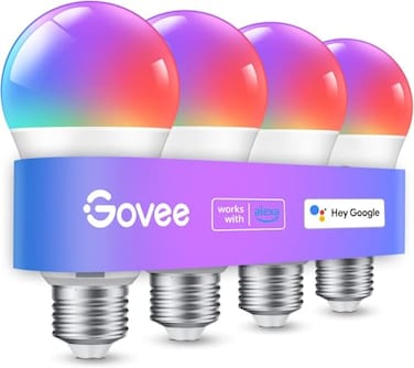 Govee Smart Light Bulbs Color Changing Light Bulb Work with Alexa and Google Assistant 16 Million Colors RGBWW WiFi Bluetooth LED Light Bulbs Music Sync A19 800 Lumens 4 Pack