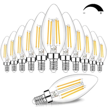 BesLowe 12Pack Dimmable E12 LED Candelabra Bulbs 60W Equivalent 2700K Soft Warm White 600 Lumens B11 Candle Base 6W C35 LED Filament Vintage Light Bulbs Clear Glass for Chandelier Ceiling Fan High CRI