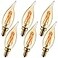 LiteHistory Dimmable 4W 2200K Amber CA10 led Bulb E12 Candelabra led 250lm Warm White 40W Flame tip 6Pack