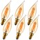 LiteHistory Dimmable 4W 2200K Amber CA10 led Bulb E12 Candelabra led 250lm Warm White 40W Flame tip 6Pack