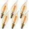LiteHistory Dimmable 4W 2200K Amber CA10 led Bulb E12 Candelabra led 250lm Warm White 40W Flame tip 6Pack
