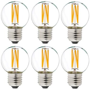 LiteHistory Dimmable g165 led Bulb 40W g16 12 led Edison Bulb 2700K 4W e26 Globe Light Bulbs for Ceiling FanChandelierVanity Light Bulb AC120V 400lm 6Pack