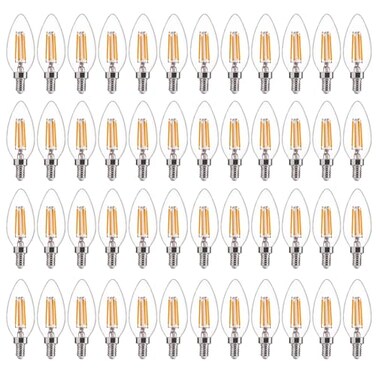 FLSNT 48 Pack LED Candelabra Bulbs 60W Equivalent B11 Dimmable LED Chandelier Light Bulbs E12 Base 2700K Soft White ULCA65 Listed