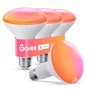 Govee BR30 Smart Light Bulbs LED Light Bulb Works with Matter Alexa and Google Assistant RGBWW Color Changing Flood Light Bulbs 850 LM Recessed Can Light Bulb for Bedroom Living Room 4 Pack