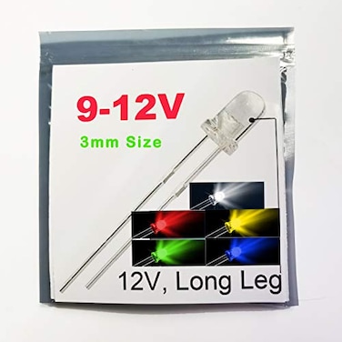 Bowerful 3mm 912V LED50pcs in Each ColorTotal 250pcs WhiteRedBlueGreenYellow Gauge Cluster Instrument Light Emitting diodes