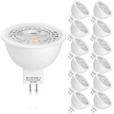 Mlambert 12 Pack MR16 LED Bulbs 50W Halogen Equivalent2700K Warm White5W GU53 MR16 12V Spotlight BulbNonDimmable45 Beam Angle for Landscape