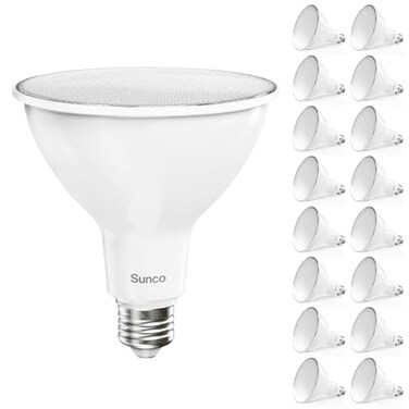 Sunco Lighting Sunco 16 Pack Outdoor Flood Light Bulb Waterproof PAR38 LED Patio Driveway 2700K Soft White Dimmable 100W Equivalent 13W Exterior WetRated 1050 Lumens E26 Base Backyard Garage Yard UL