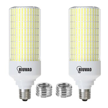 RIUVAO Led Corn Light Bulb 2 Pack 800W Equivalent 5000K Daylight 12000Lm Super Bright E26E39 Base 80W Led Bulbs Replace Metal Halide HID CFL Bulb for Outdoor Indoor Area