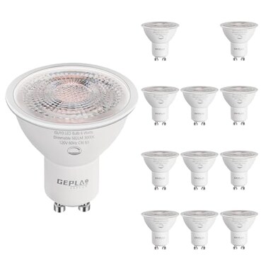 GEPLAD 12Pack GU10 LED Bulbs 6W Dimmable 3000K Soft White 582LM Replacement 50W Halogen Light Bulb for Spotlight TrackRecessed LightingNo Flickers