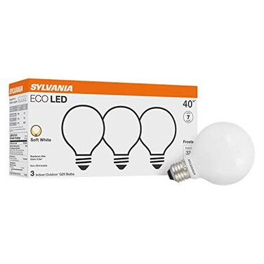 LEDVANCE Sylvania ECO LED Light Bulb G25 Globe 40W Equivalent Efficient 35W 7 Year 325 Lumens Frosted 2700K Soft White 3 Pack 40880