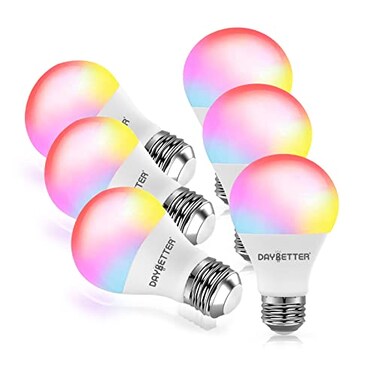 DAYBETTER Smart Light Bulbs RGBCW WiFi Color Changing Led Bulbs Compatible with Alexa Google Home Assistant A19 E26 9W 800LM Multicolor Bulb No Hub Required 6 Pack