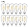 BesLowe 12Packs ST64 Large Vintage LED Edison Bulbs 60W Equivalent 7W 800Lumens Dimmable Antique LED Filament 2700K Warm White E26 Medium Base Light Bulbs High Brightness Clear Glass for Bedroom Offic
