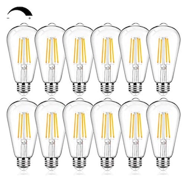 BesLowe 12Packs ST64 Large Vintage LED Edison Bulbs 60W Equivalent 7W 800Lumens Dimmable Antique LED Filament 2700K Warm White E26 Medium Base Light Bulbs High Brightness Clear Glass for Bedroom Offic