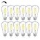 BesLowe 12Packs ST64 Large Vintage LED Edison Bulbs 60W Equivalent 7W 800Lumens Dimmable Antique LED Filament 5000K Cool White E26 Medium Base Light Bulbs High Brightness Clear Glass for Bedroom Offic