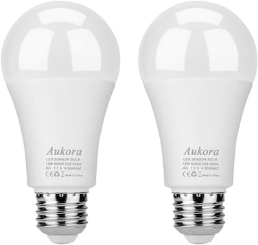 Aukora Dusk to Dawn Light Bulb 12W 100Watt Equivalent Smart Sensor Light Bulbs Super Bright E26 Automatic OnOff Security Lights OutdoorIndoor for Porch Garage Garden PatioCool White 2 Pack