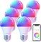 Linkind Smart Light Bulbs Smart Bulb that Work with Alexa Google Home AiDot LED Light Color Changing A19 E26 Dimmable RGBTW DIY Light Show Dotis No Hub Needed 800LM 24G WiFiBluetooth 6 Pack