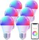 Linkind Smart Light Bulbs Smart Bulb that Work with Alexa Google Home AiDot LED Light Color Changing A19 E26 Dimmable RGBTW DIY Light Show Dotis No Hub Needed 800LM 24G WiFiBluetooth 6 Pack