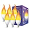Hompavo Upgraded LED Flame Light Bulbs 3 Modes Flickering Light Bulbs E12 Chandelier Base Candle Fire Light Bulb for Christmas Halloween Party Porch Indoor Outdoor Home Decoration 6 Pack
