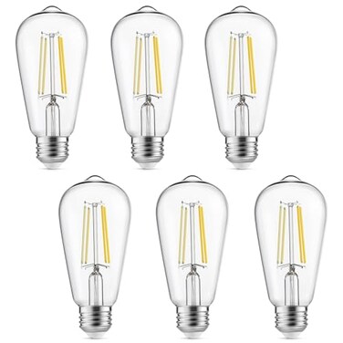 Gozelux Vintage LED Edison Bulbs 6W Equivalent 60W High Brightness Cool White 4000K ST58 Antique LED Filament Bulbs with 90 CRI E26 Medium Base Dimmable Clear Glass Pack of 6