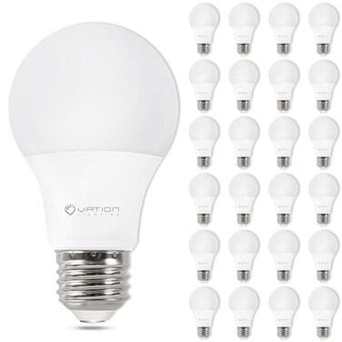 VATION LIGHTING 24 Pack A19 LED Light Bulb Daylight 5000K LED Bulbs 60 Watt Equivalent Efficient 85 Watt 800 Lumens E26 Medium Base NonDimmable ETLUL Listed
