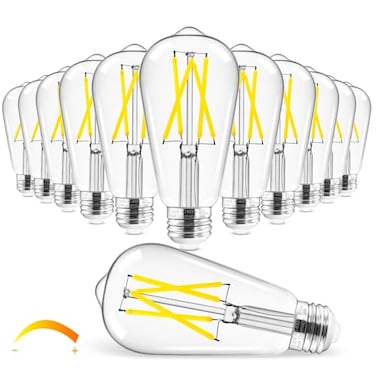Hizashi Vintage LED Edison Bulb Dimmable 6W Equivalent 60W 4000k Neutral White E26 Base Led Light Bulbs 700LM High CRI 95 Eye Protection Clear Glass Pack of 12