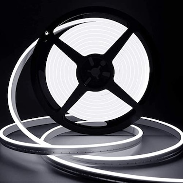 Lamomo LED Neon Rope Light 12V White Neon LED Strip Light 164ft5m Dimmable Waterproof Strip Lighting Silicone DIY Sign for Bedroom Indoor Home Decor Power Adapter Included