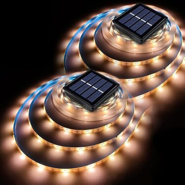 Ousam Led Solar LED Strip Lights Outdoor String Light Waterproof 20FT 180LED Cuttable Tape Rope Solar Lighting for Garden Path Deck Yard Stair Step Christmas Decorative Lighting 2 Packs