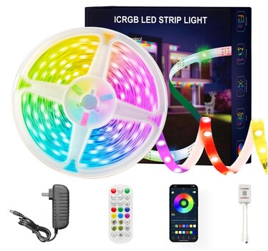 ATHONO Led Lights for Bedroom 656FT Smart ICRGB Music Sync Color Changing Strip Lights 24Key RemoteApp Control Light Strip for BedHeadUnderbedCeilingBackground Wall