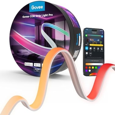 Govee COB LED Strip Light Pro LED Lights for Bedroom Compatible with Alexa Google Assistant and Matter RGBICW Light with Warm White Smart Strip Light LED Lights for Bedroom Color Changing 98ft