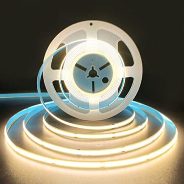 HAMRVL COB LED Strip Lights Warm White 3000KDC12V 164ft5M 320ledsM CRI90 Bright Flexible LED Tape 8mm for Indoor Home CabinetBedroomKitchenStageBacklight DIY LightingWithout Power Supply