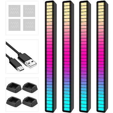 Soulpunk RGB Rechargeable Sound Control Light VoiceActivated Pickup Music Rhythm Lights Ambient Light for Car Gaming Room Decorations4Pack