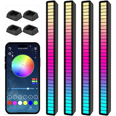 Soulpunk RGB Rechargeable Sound Control Light VoiceActivated Pickup Music Rhythm Lights Creative Colorful LED Ambient Light with 15 Modes Music Sync 32Bit Audio Spectrum for Car4 PackApp