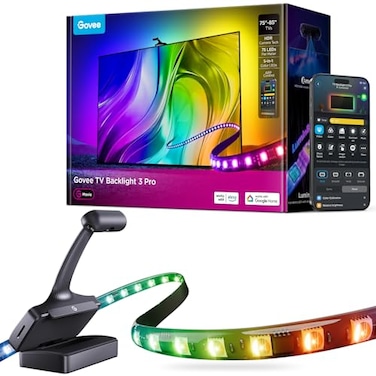 Govee TV Backlight 3 Pro with HDR Triple Camera 164ft 5in1 RGBWWIC LED Strip Lights That Change with 7585 Inch TVs 75LEDsm Supports AI Filter Smart App and Voice Control DreamView Sync